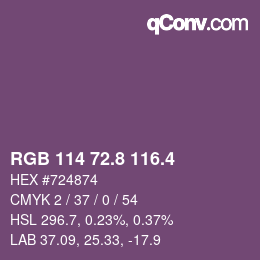 カラーコード: RGB 114 72.8 116.4 | qconv.com