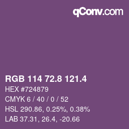 カラーコード: RGB 114 72.8 121.4 | qconv.com