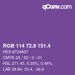 カラーコード: RGB 114 72.8 151.4 | qconv.com