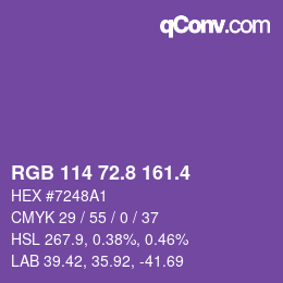 カラーコード: RGB 114 72.8 161.4 | qconv.com