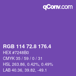 カラーコード: RGB 114 72.8 176.4 | qconv.com