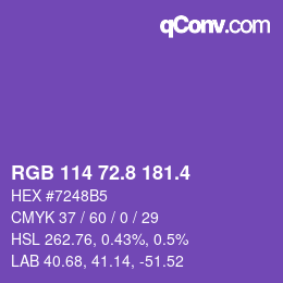 カラーコード: RGB 114 72.8 181.4 | qconv.com