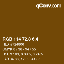 カラーコード: RGB 114 72.8 6.4 | qconv.com