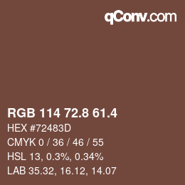 カラーコード: RGB 114 72.8 61.4 | qconv.com