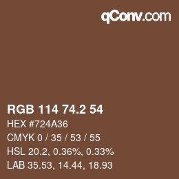 Color code: RGB 114 74.2 54 | qconv.com