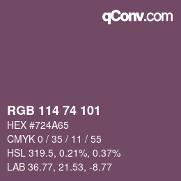 カラーコード: RGB 114 74 101 | qconv.com