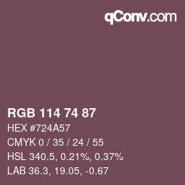 Color code: RGB 114 74 87 | qconv.com