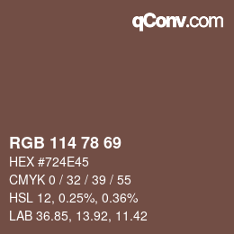 Farbcode: RGB 114 78 69 | qconv.com