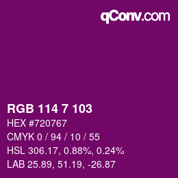 Color code: RGB 114 7 103 | qconv.com