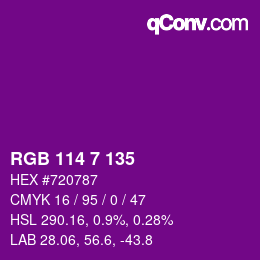 Color code: RGB 114 7 135 | qconv.com