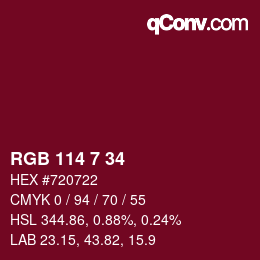 Farbcode: RGB 114 7 34 | qconv.com