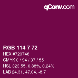 Color code: RGB 114 7 72 | qconv.com