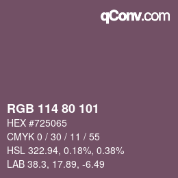 Color code: RGB 114 80 101 | qconv.com