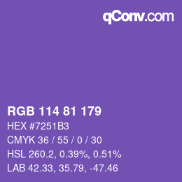 颜色代码: RGB 114 81 179 | qconv.com