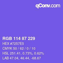 Color code: RGB 114 87 229 | qconv.com