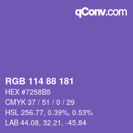 Color code: RGB 114 88 181 | qconv.com