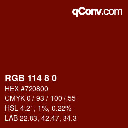Color code: RGB 114 8 0 | qconv.com