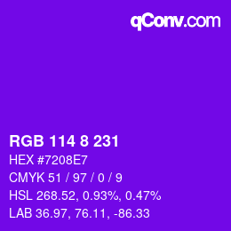 Color code: RGB 114 8 231 | qconv.com