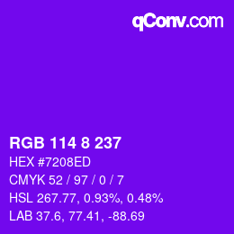 Color code: RGB 114 8 237 | qconv.com