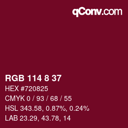 カラーコード: RGB 114 8 37 | qconv.com