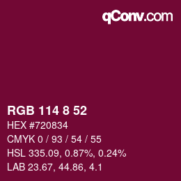カラーコード: RGB 114 8 52 | qconv.com