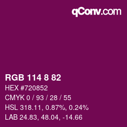 Color code: RGB 114 8 82 | qconv.com