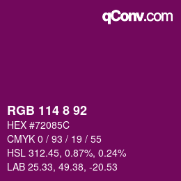 カラーコード: RGB 114 8 92 | qconv.com