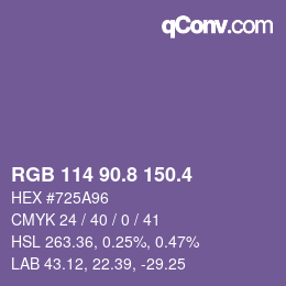 カラーコード: RGB 114 90.8 150.4 | qconv.com
