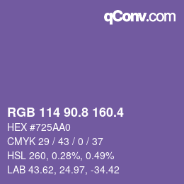 カラーコード: RGB 114 90.8 160.4 | qconv.com