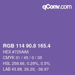 カラーコード: RGB 114 90.8 165.4 | qconv.com