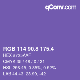 カラーコード: RGB 114 90.8 175.4 | qconv.com