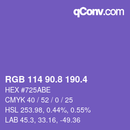 カラーコード: RGB 114 90.8 190.4 | qconv.com