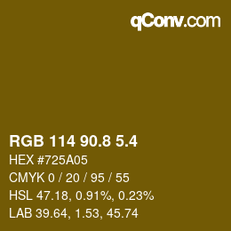 カラーコード: RGB 114 90.8 5.4 | qconv.com