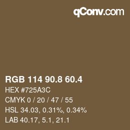 カラーコード: RGB 114 90.8 60.4 | qconv.com