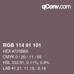 Color code: RGB 114 91 101 | qconv.com