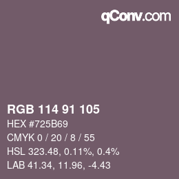 Color code: RGB 114 91 105 | qconv.com