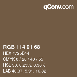 Color code: RGB 114 91 68 | qconv.com
