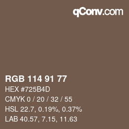 Farbcode: RGB 114 91 77 | qconv.com