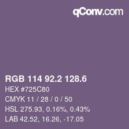 カラーコード: RGB 114 92.2 128.6 | qconv.com