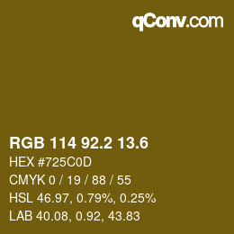 カラーコード: RGB 114 92.2 13.6 | qconv.com