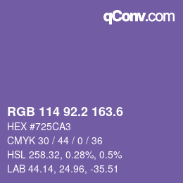 カラーコード: RGB 114 92.2 163.6 | qconv.com
