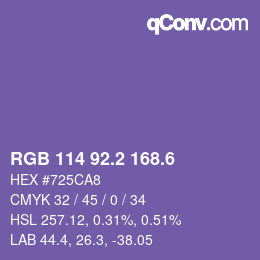 カラーコード: RGB 114 92.2 168.6 | qconv.com