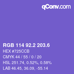 カラーコード: RGB 114 92.2 203.6 | qconv.com