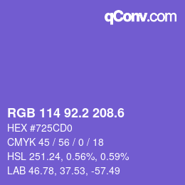 カラーコード: RGB 114 92.2 208.6 | qconv.com