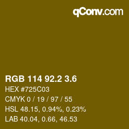 カラーコード: RGB 114 92.2 3.6 | qconv.com