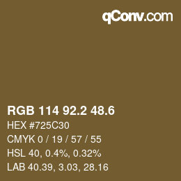 カラーコード: RGB 114 92.2 48.6 | qconv.com