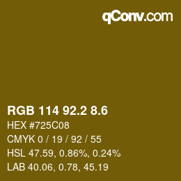 カラーコード: RGB 114 92.2 8.6 | qconv.com