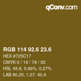 カラーコード: RGB 114 92.6 23.6 | qconv.com