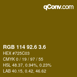 カラーコード: RGB 114 92.6 3.6 | qconv.com