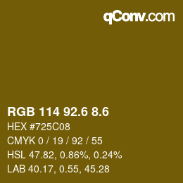 カラーコード: RGB 114 92.6 8.6 | qconv.com